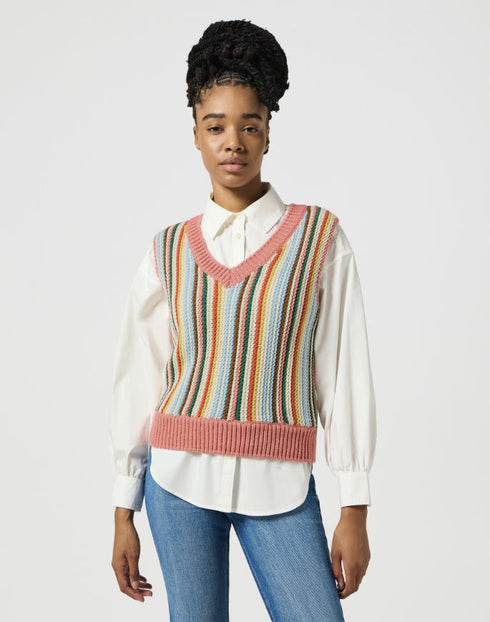 Wrangler Women's Cropped Sweater Vest in Rainbow
