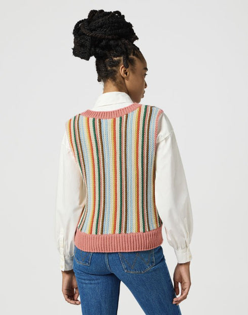 Wrangler Women's Cropped Sweater Vest in Rainbow