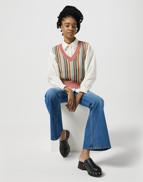 Wrangler Women's Cropped Sweater Vest in Rainbow