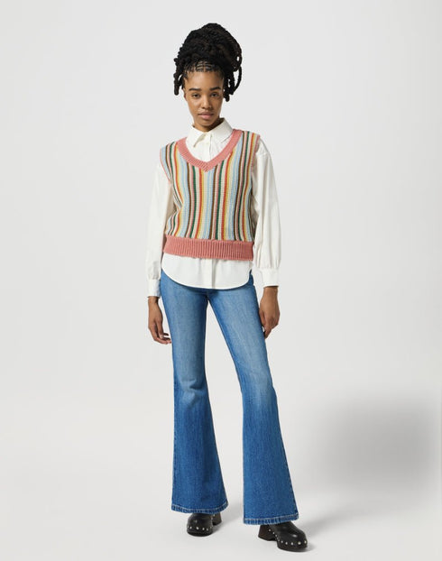 Wrangler Women's Cropped Sweater Vest in Rainbow