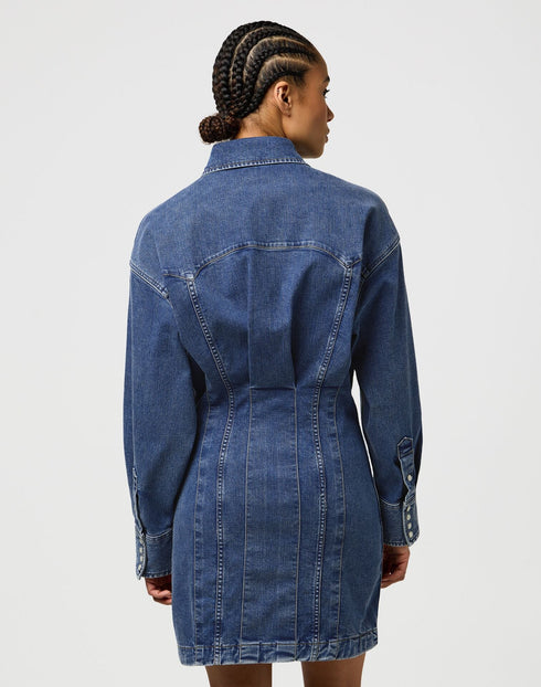 Wrangler Women's Darted Skirt Dress In Sapphire Trace