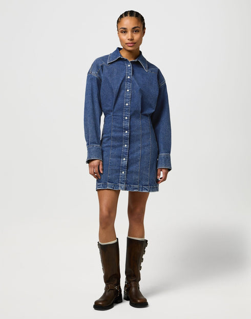 Wrangler Women's Darted Skirt Dress In Sapphire Trace