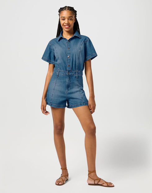 Wrangler Women's Denim Romper One Piece In Urban Echo