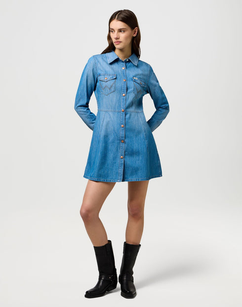 Wrangler Women's Denim Shirt Dress In Forst - Rodeo In