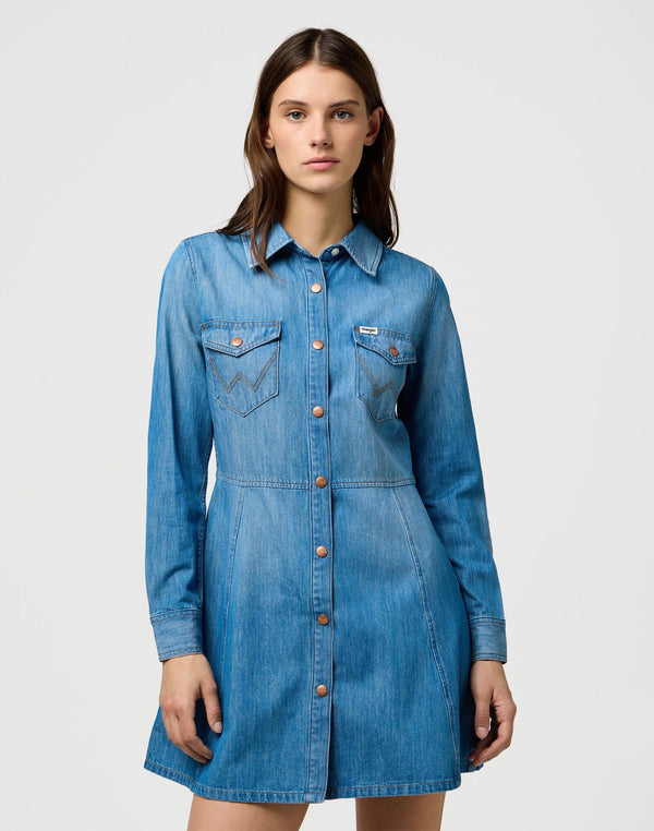 Wrangler Women's Denim Shirt Dress In Forst - Rodeo In