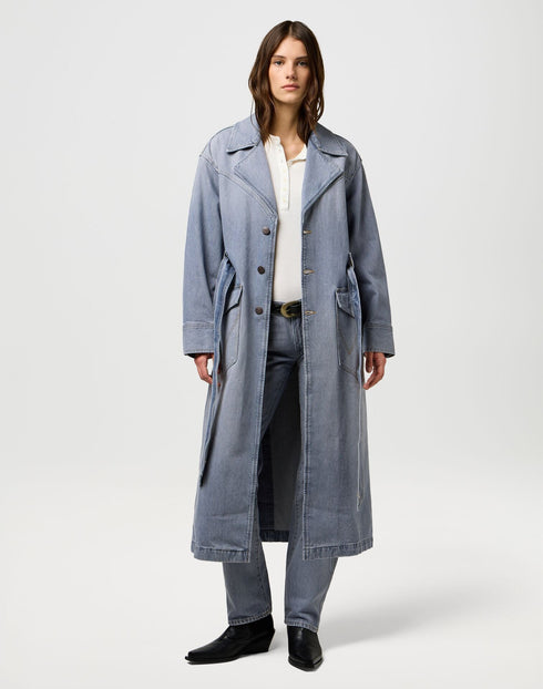 Wrangler Women's Denim Trench Coat In Haute Haze - Rodeo In