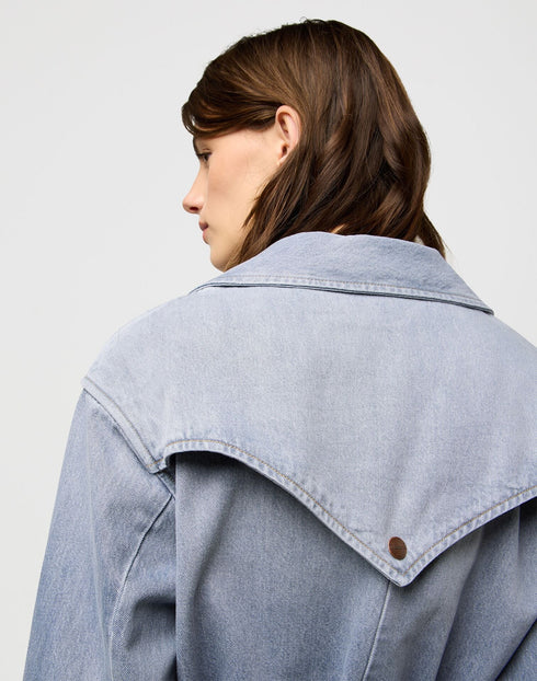 Wrangler Women's Denim Trench Coat In Haute Haze