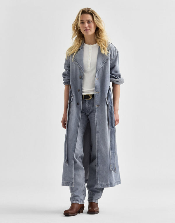 Wrangler Women's Denim Trench Coat In Haute Haze - Rodeo In