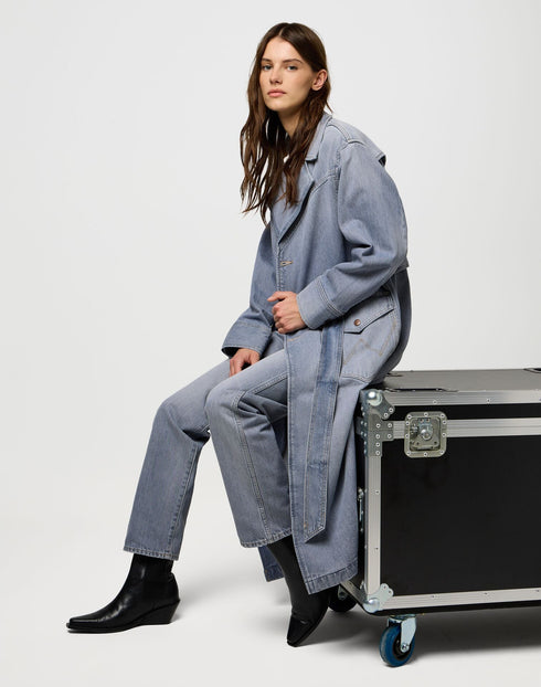 Wrangler Women's Denim Trench Coat In Haute Haze