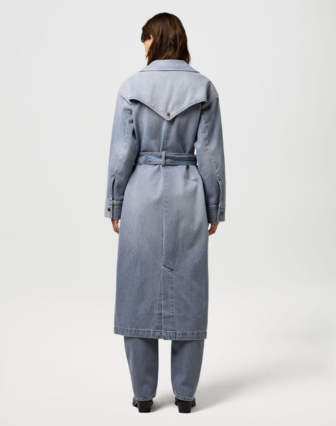 Wrangler Women's Denim Trench Coat In Haute Haze - Rodeo In