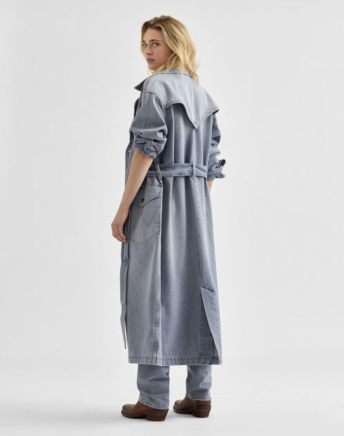 Wrangler Women's Denim Trench Coat In Haute Haze - Rodeo In