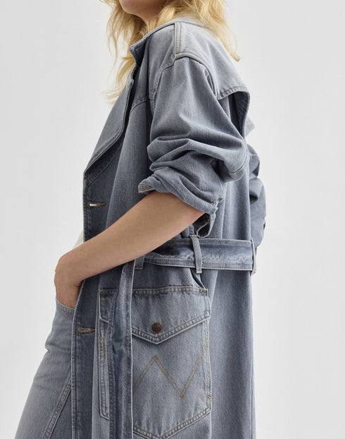Wrangler Women's Denim Trench Coat In Haute Haze - Rodeo In