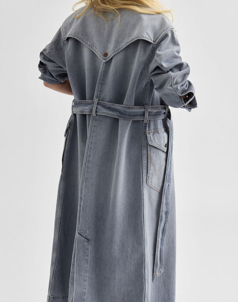 Wrangler Women's Denim Trench Coat In Haute Haze - Rodeo In