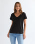 Wrangler Women's Easy V Neck T-Shirt In Black - Rodeo In