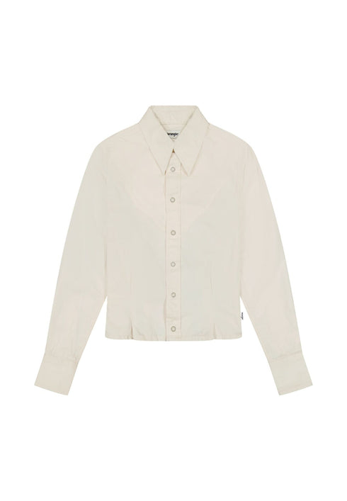 Wrangler Women's Feeme Peplim Shirt In Pinstar White - Rodeo In