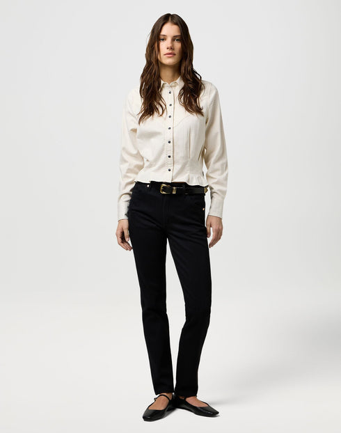 Wrangler Women's Feeme Peplim Shirt In Pinstar White - Rodeo In