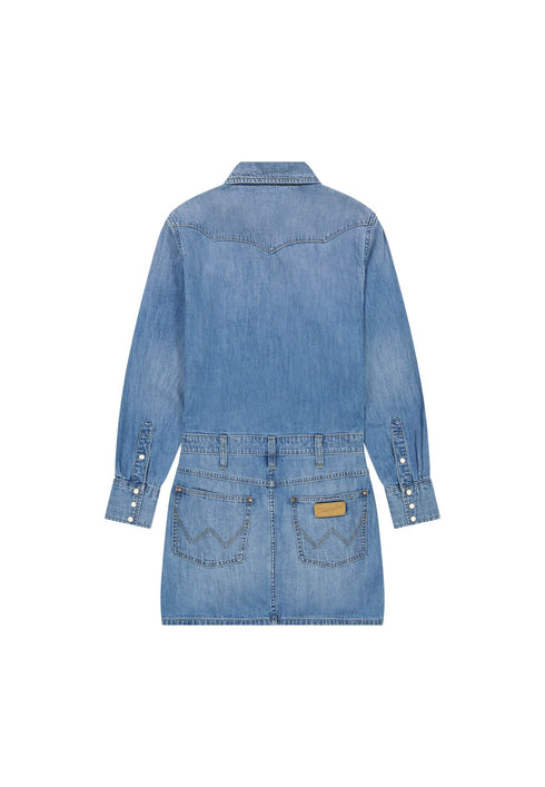 Wrangler Women's Long Sleeve Denim Dress In Ultra Marine