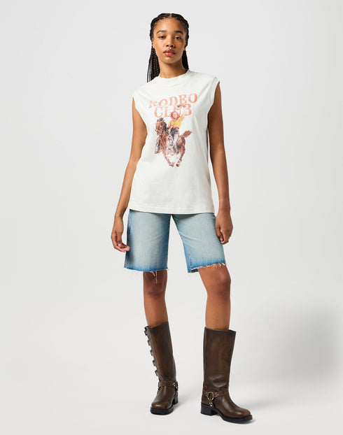 Wrangler Women's Muscle Tank Top In Vintage White - Rodeo In