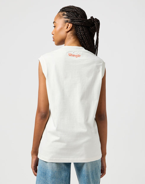 Wrangler Women's Muscle Tank Top In Vintage White - Rodeo In