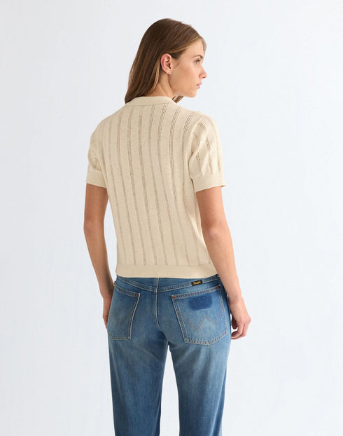 Wrangler Women's One Pocket Polo T-Shirt In Birch - Rodeo In