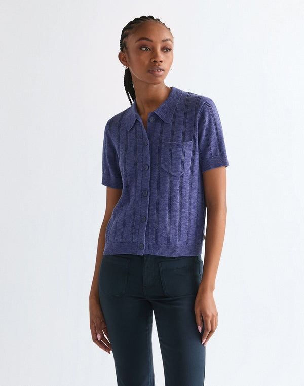 Wrangler Women's One Pocket Polo T-Shirt In Deep Cobalt - Rodeo In