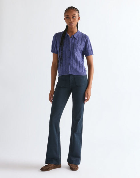 Wrangler Women's One Pocket Polo T-Shirt In Deep Cobalt - Rodeo In