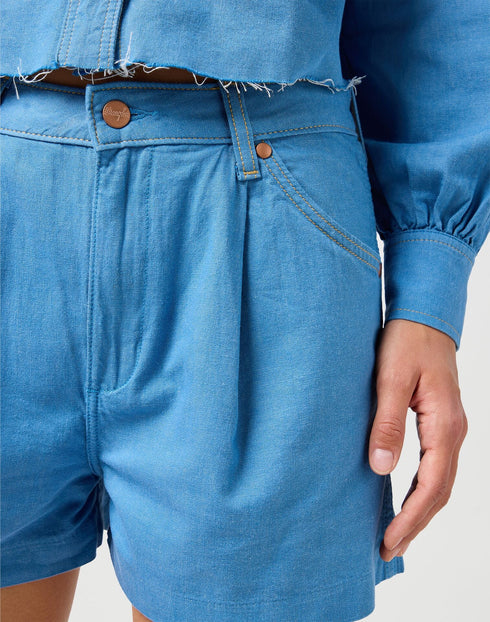Wrangler Women's Pleated Short In Cotton Candy Blue