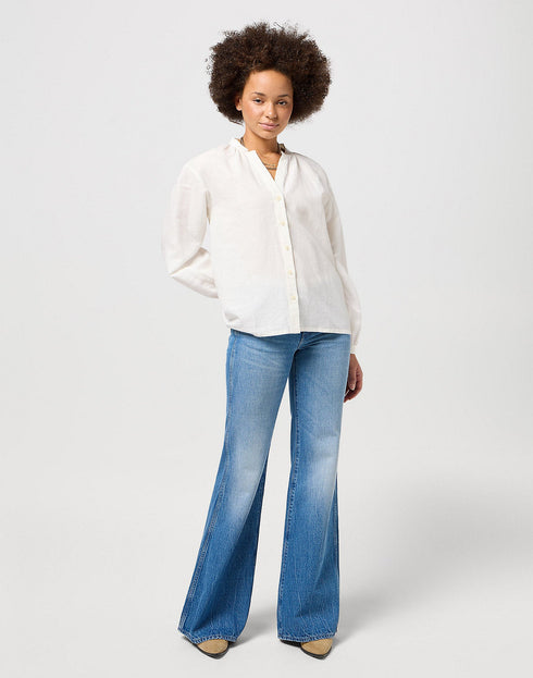 Wrangler Women's Poet Sleeve Blouse In White