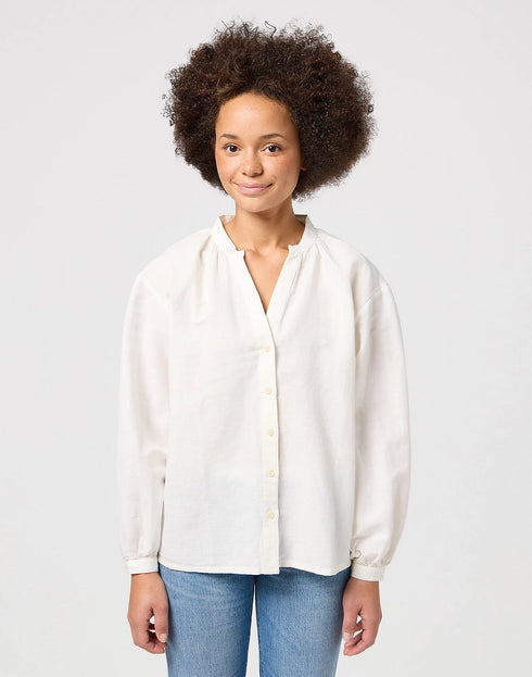 Wrangler Women's Poet Sleeve Blouse In White
