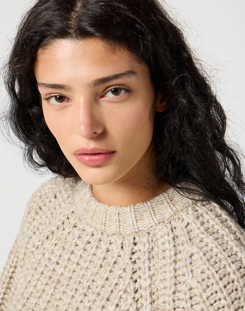 Wrangler Women's Puff Sleeve Sweater In Oatmeal