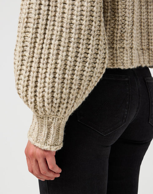 Wrangler Women's Puff Sleeve Sweater In Oatmeal
