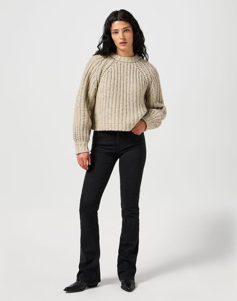 Wrangler Women's Puff Sleeve Sweater In Oatmeal
