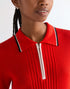 Wrangler Women's Quarter Zip Polo T-Shirt In Flame Scarlet - Rodeo In