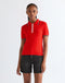 Wrangler Women's Quarter Zip Polo T-Shirt In Flame Scarlet - Rodeo In