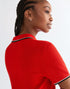 Wrangler Women's Quarter Zip Polo T-Shirt In Flame Scarlet - Rodeo In