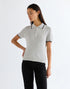 Wrangler Women's Quarter Zip Polo T-Shirt In Grey Heather - Rodeo In