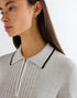 Wrangler Women's Quarter Zip Polo T-Shirt In Grey Heather - Rodeo In