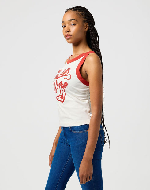 Wrangler Women's Ringer Tank Top In Vintage White