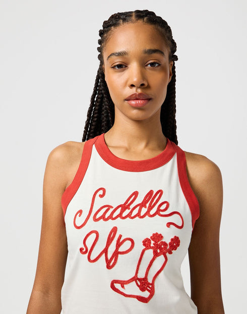 Wrangler Women's Ringer Tank Top In Vintage White