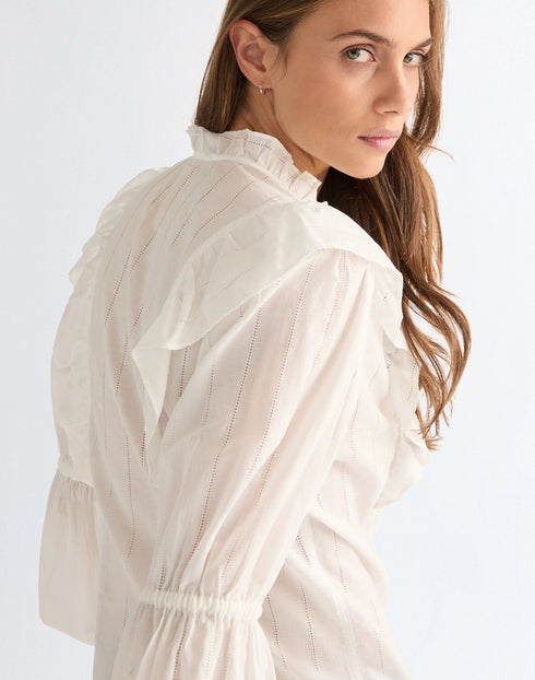 Wrangler Women's Romance Blouse Shirt In Worn White - Rodeo In