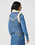 Wrangler Women's Sherpa Denim Vest in Original Blue