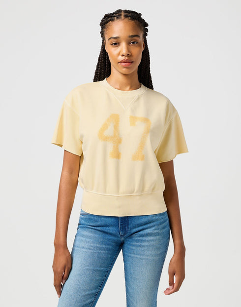 Wrangler Women's Short Sleeve Sweatshirt In Banana Crepe