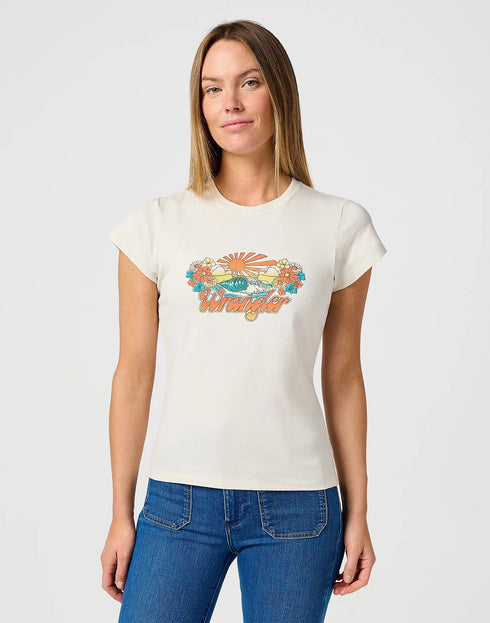 Wrangler Women's Shrunken Band SS T-Shirt In Vintage White