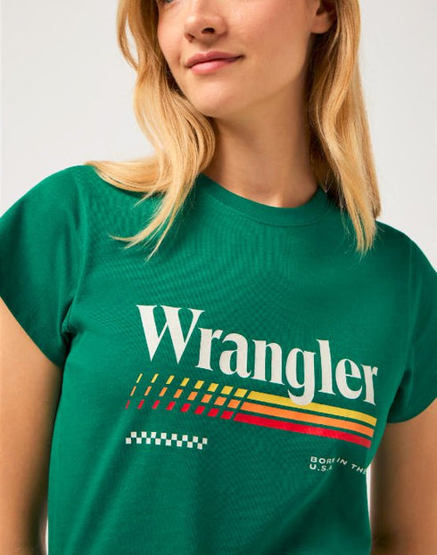 Wrangler Women's Shrunken Band T-Shirt in Verdant Green