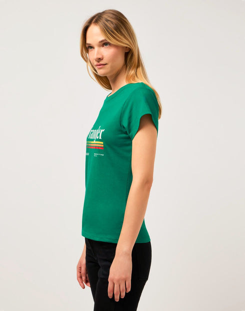 Wrangler Women's Shrunken Band T-Shirt in Verdant Green