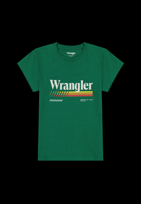 Wrangler Women's Shrunken Band T-Shirt in Verdant Green