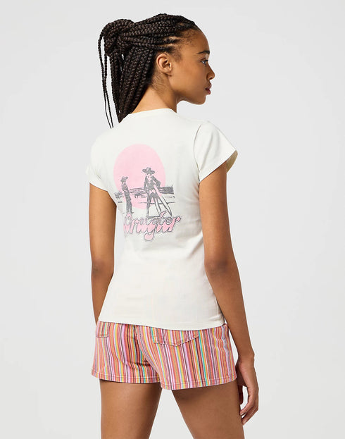 Wrangler Women's Shrunken Band T-Shirt In Vintage White