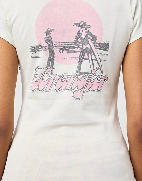 Wrangler Women's Shrunken Band T-Shirt In Vintage White
