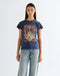 Wrangler Women's Shrunken Band T-Shirt Is Navy - Rodeo In