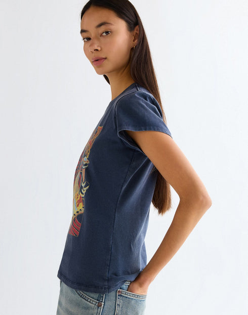 Wrangler Women's Shrunken Band T-Shirt Is Navy - Rodeo In
